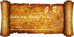 Gehring Rozália névjegykártya